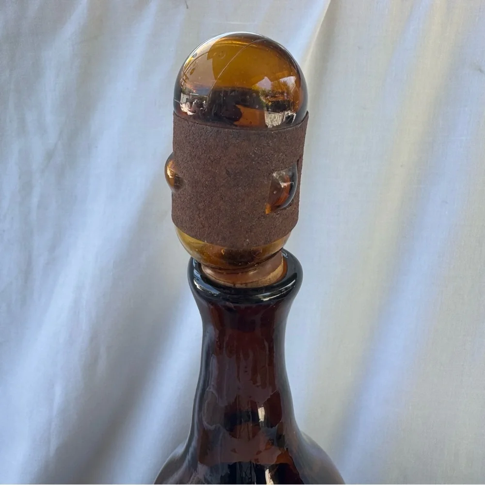 VINTAGE BRUTALIST FELIPE DERFLINGHER IMPRISONED GLASS DECANTER & GLASSES 12PCSET